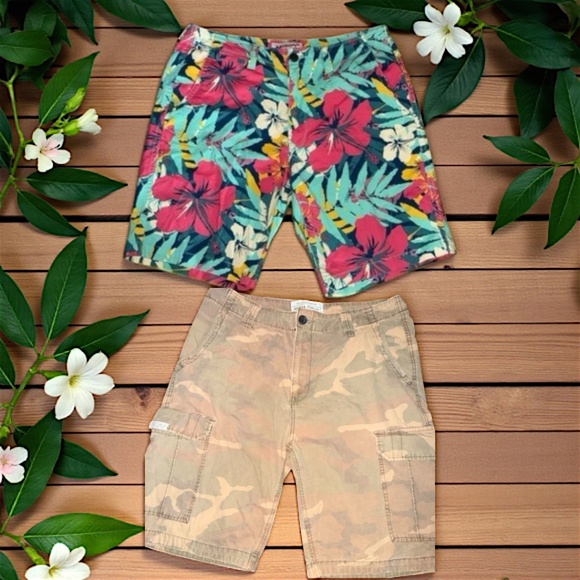 Multicolor Tropical Shorts Size 36 & Nautica Shorts Size 34 - Picture 1 of 14